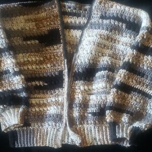 Striped Gray and Cream Women's Cardigan